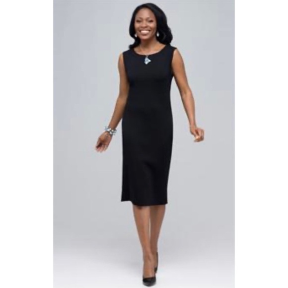 NWT Talbots Black Sleeveless Boat Neck Mini Sheath Dress - Picture 1 of 11